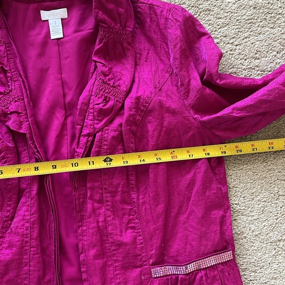 Chico’s Metallic Pink Blazer Cardigan Jacket Sz 1 W/Tank Barbiecore Career Top - Picture 9 of 16